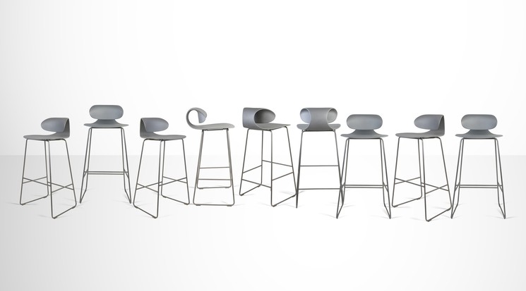 Set of 9 Grey Maxima Benches by William Sawaya & Paolo Moroni