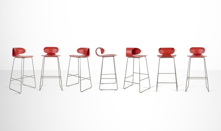 Set of 7 Red Maxima Benches by William Sawaya & Paolo Moroni (2)
