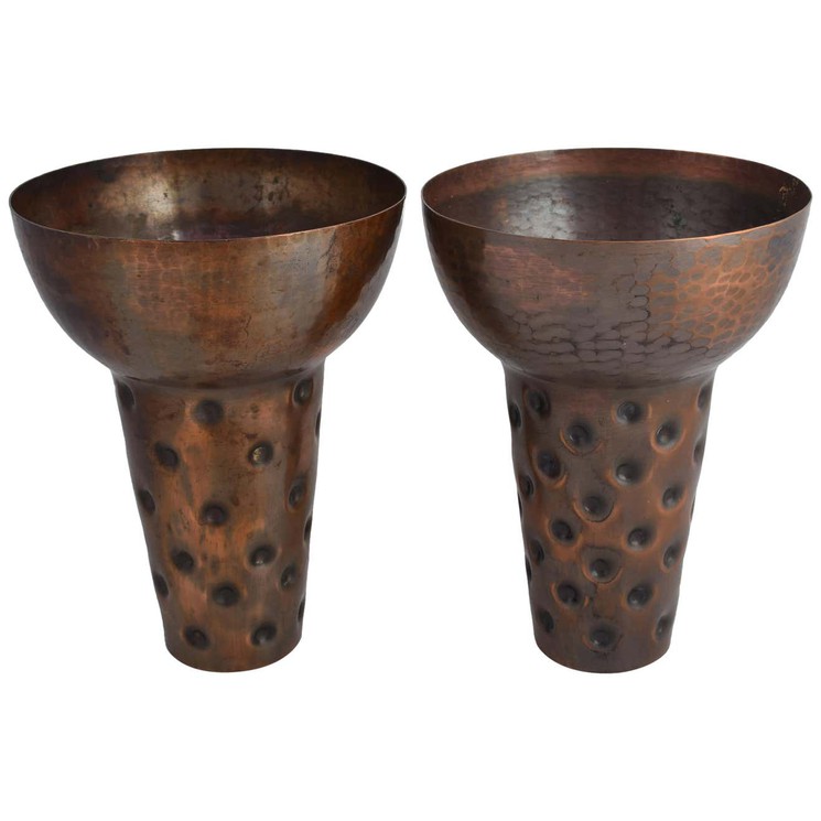 Pair of Vintage Copper Vases